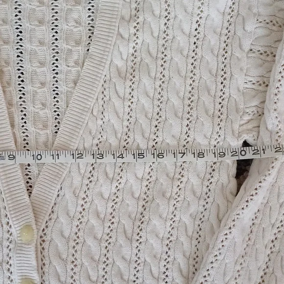 🔥🔥🔥Christie & Jill vintage cableknit V-neck cream cardigan M - Picture 10 of 14